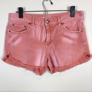 Free People Pink Distressed Cut Off Shorts